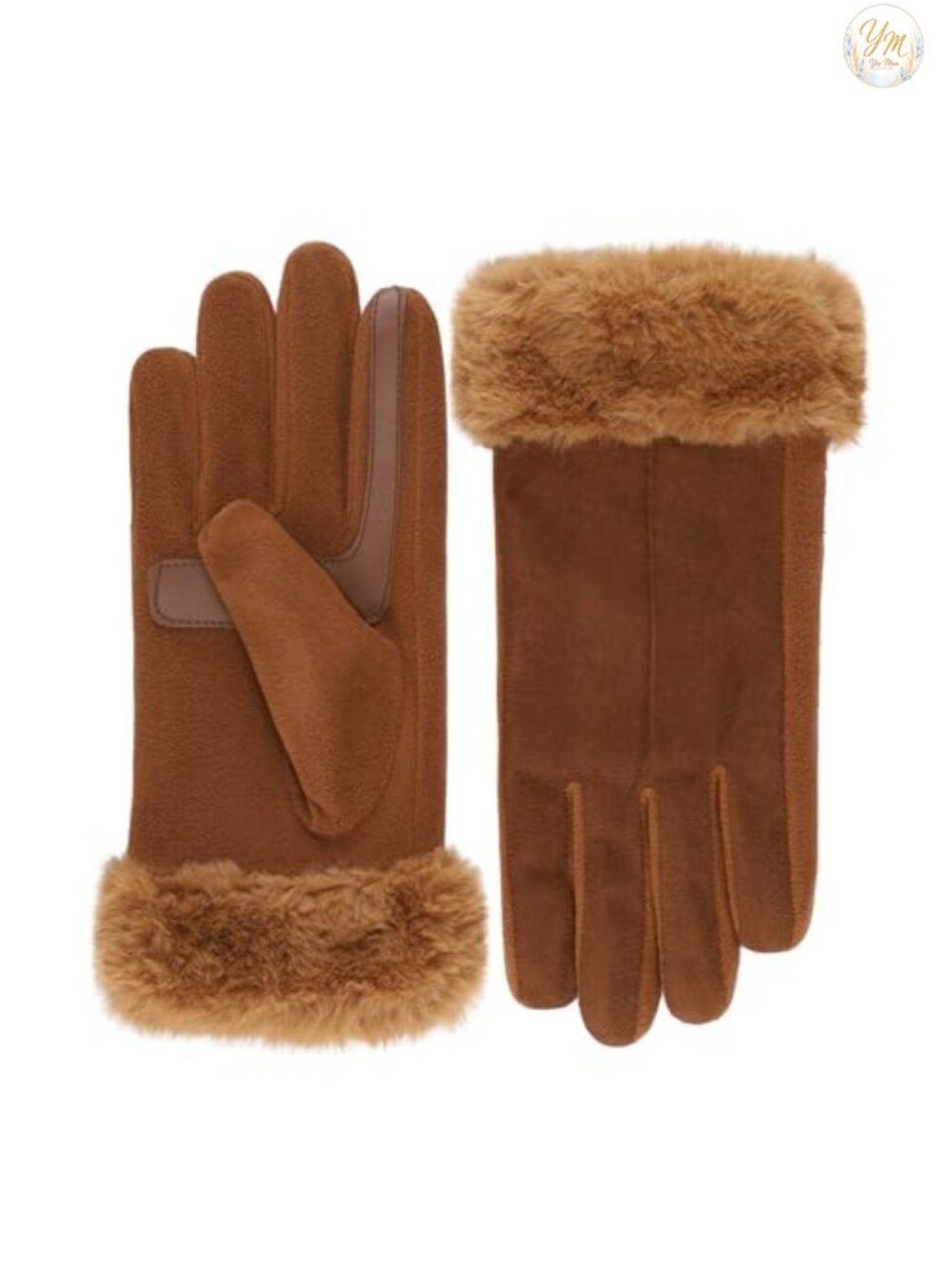 Water Repellent Touchscreen Stretch Faux Fur Cuff Gloves
